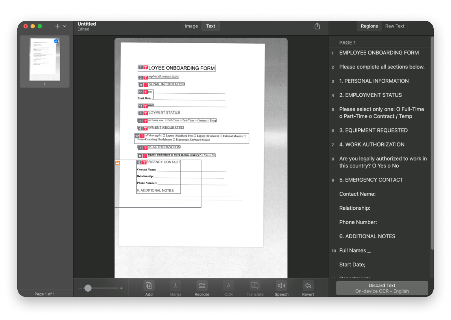 Recognizing text from a scanned image using Prizmo, an app available on Setapp.